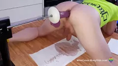 Play British Mature Squirting and Pissing All Over Big Dildo on Fucking Machine